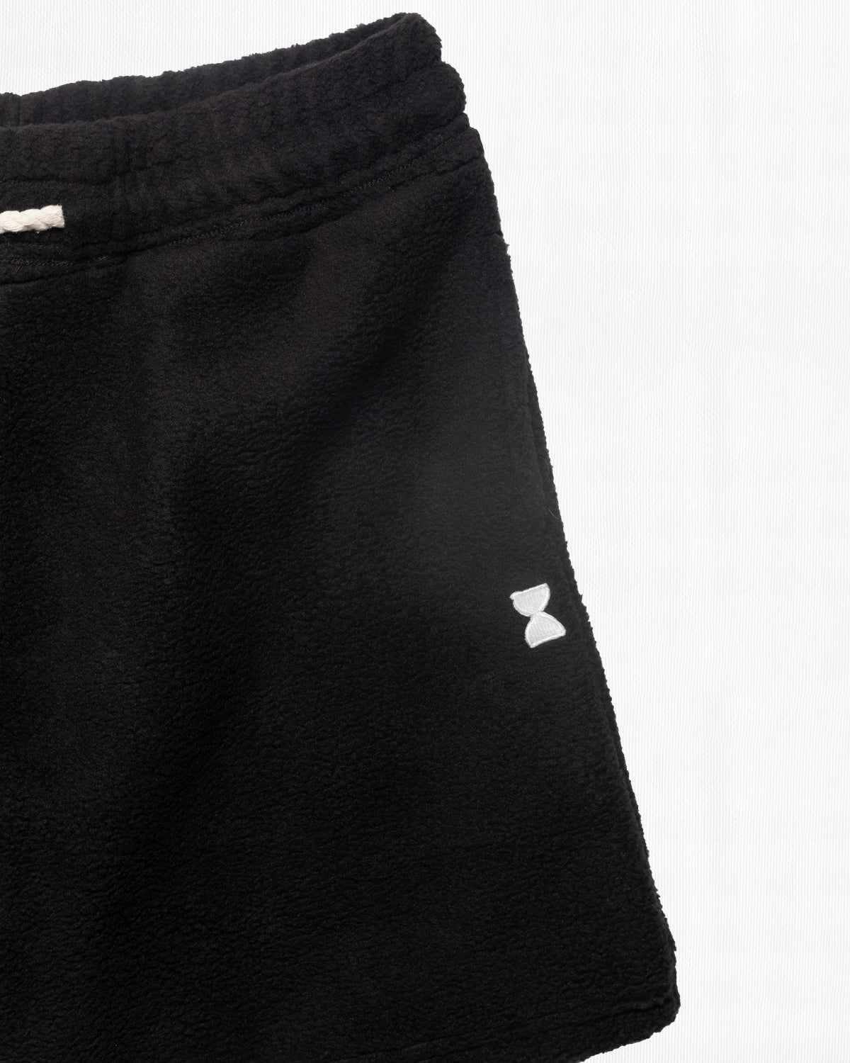 BLACK BRUSHED FLEECE LOUNGE SHORTS