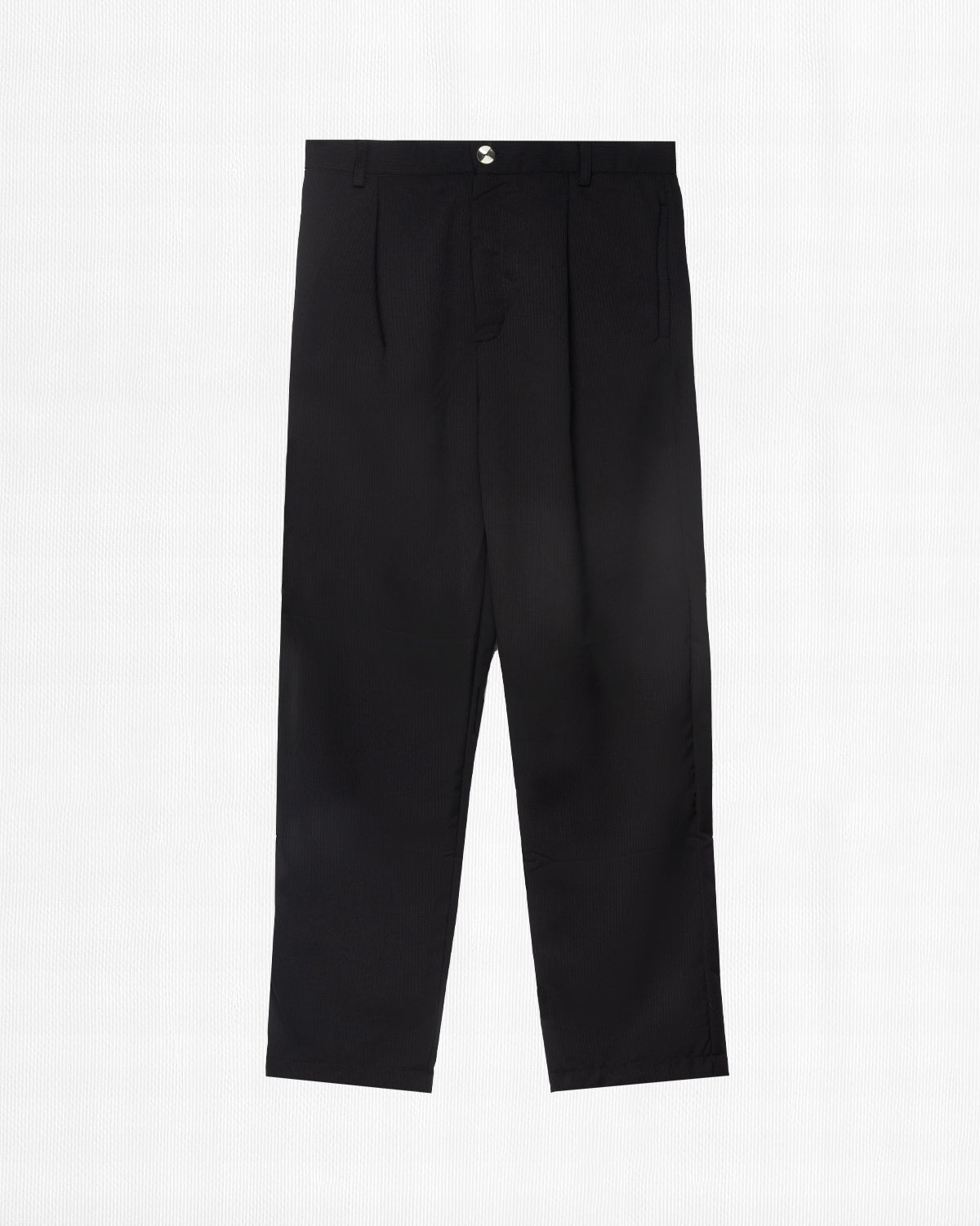 BLACK ON BLACK PINSTRIPE TROUSER PANTS