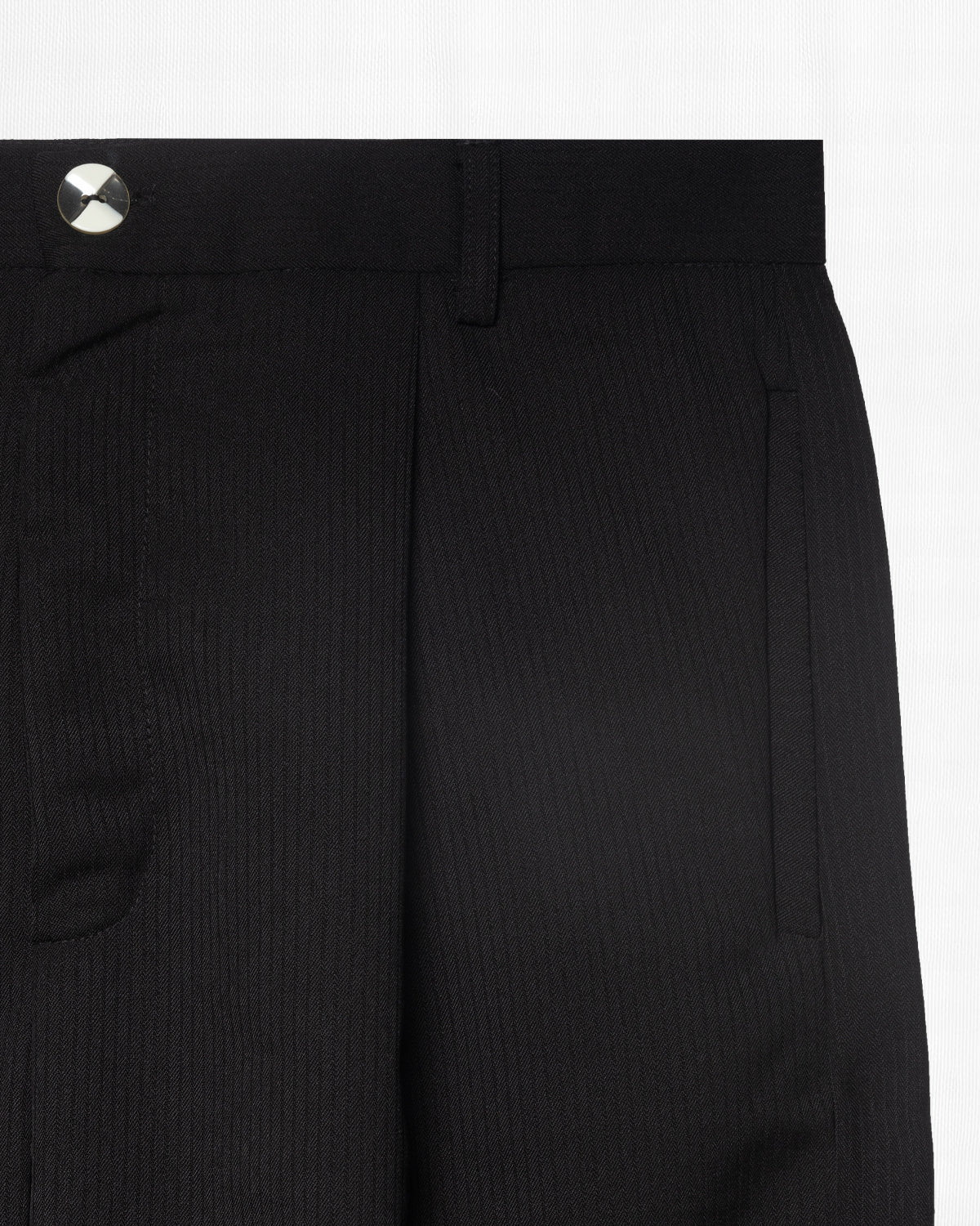 BLACK ON BLACK PINSTRIPE TROUSER PANTS