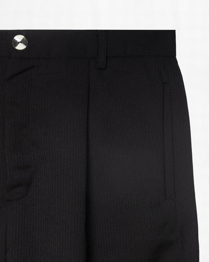 BLACK ON BLACK PINSTRIPE TROUSER PANTS