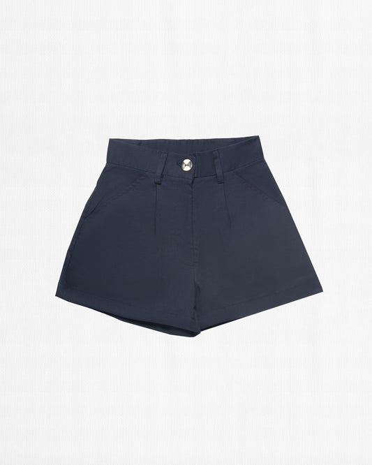 BLUE PLEATED WOMEN'S SHORTS