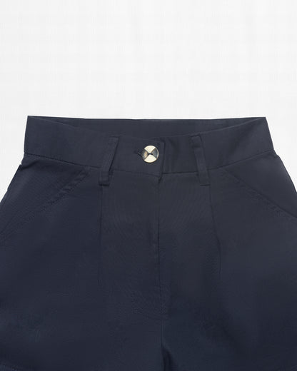 BLUE PLEATED WOMEN'S SHORTS