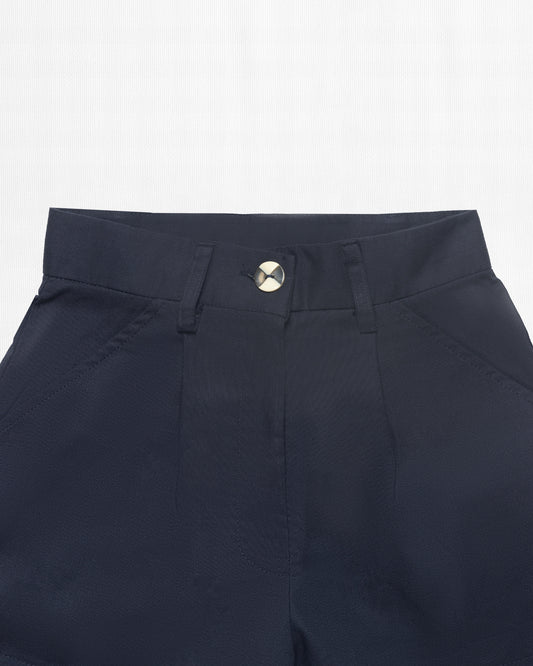 BLUE PLEATED WOMEN'S SHORTS