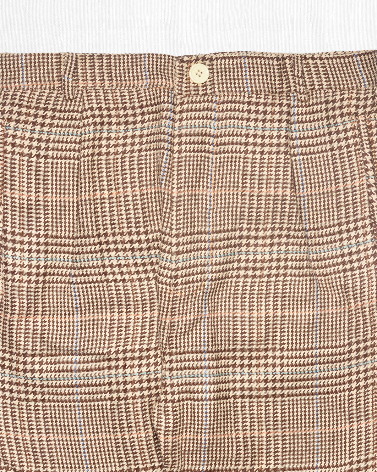BROWN HOUNDSTOOTH PLAID TROUSER PANTS