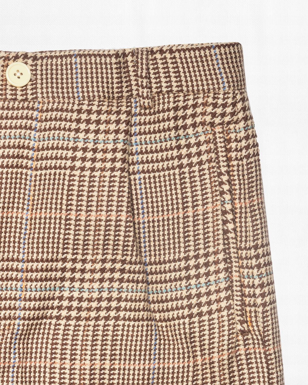 BROWN HOUNDSTOOTH PLAID TROUSER PANTS