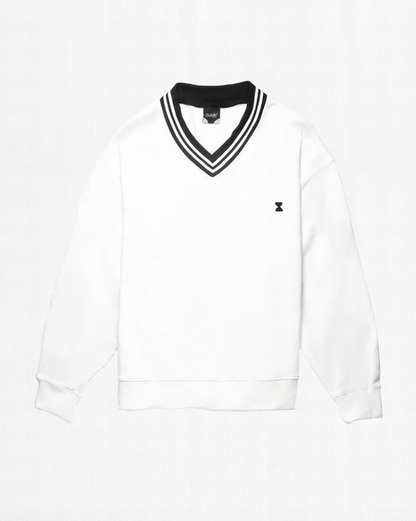 OFF WHITE V NECK SWEATER